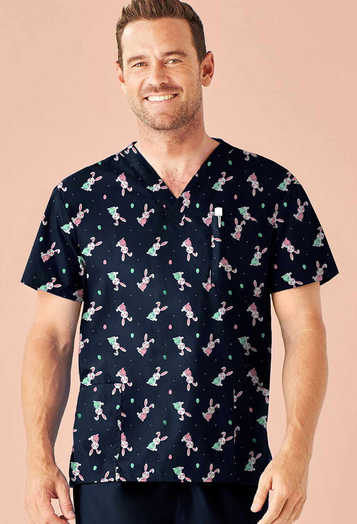 Mens Easter V-Neck Short Sleeve Scrub Top CST152MS