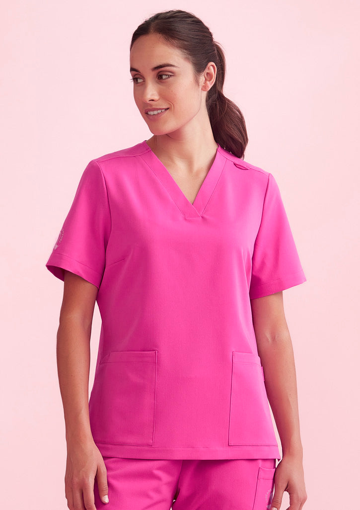 CST245LS Womens Pink V-Neck Scrub Top