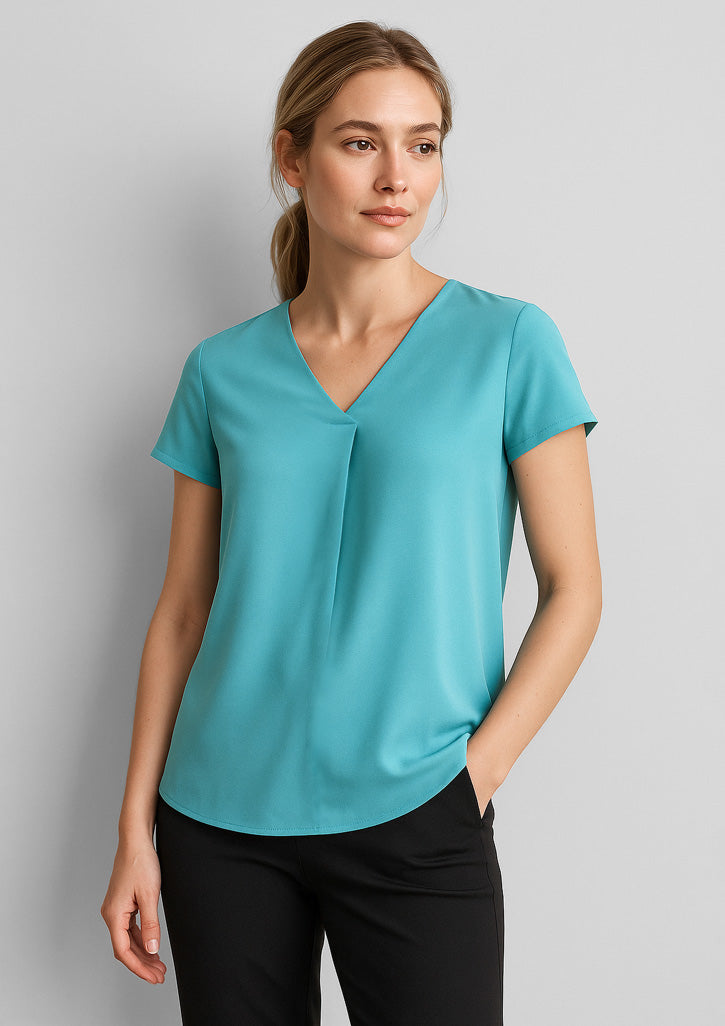 RB967LS Womens Kayla V-Neck Pleat Blouse