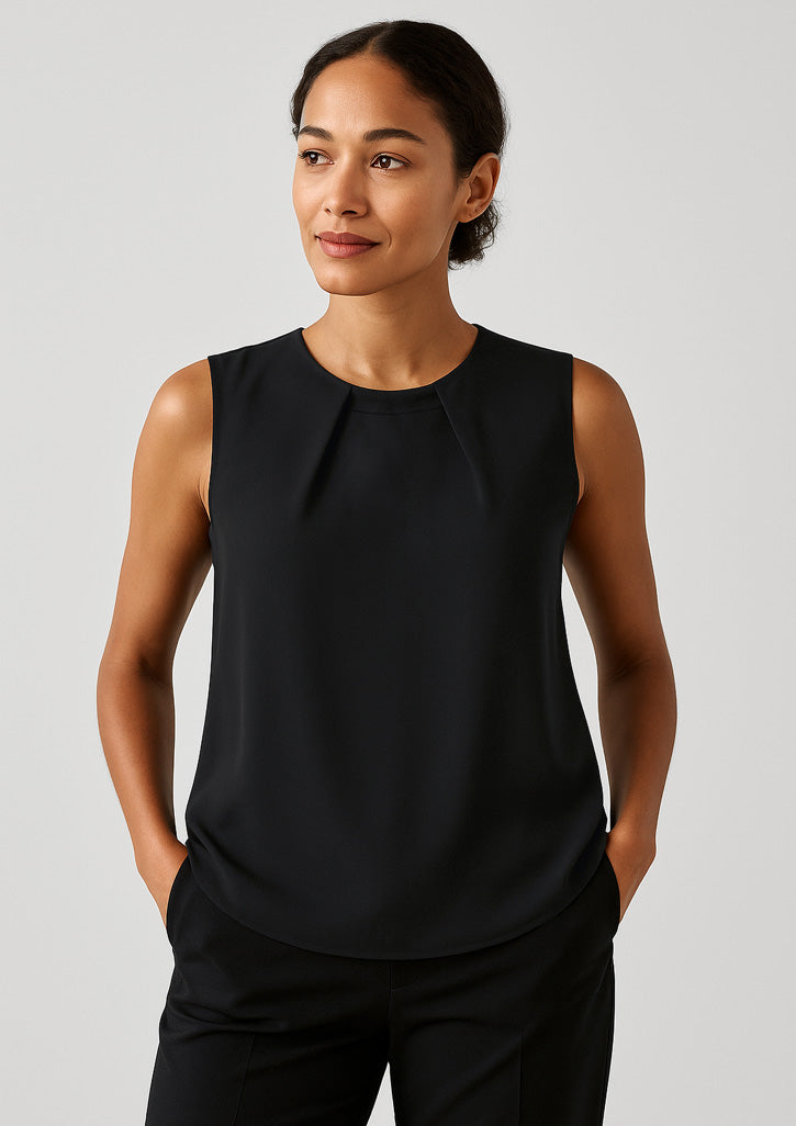 RB973LN Womens Estelle Sleeveless Pleat Detail Blouse