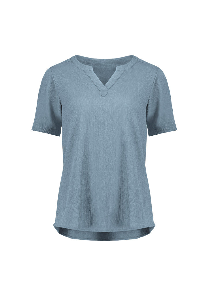 RU568LS Womens Ruche Short Sleeve Blouse