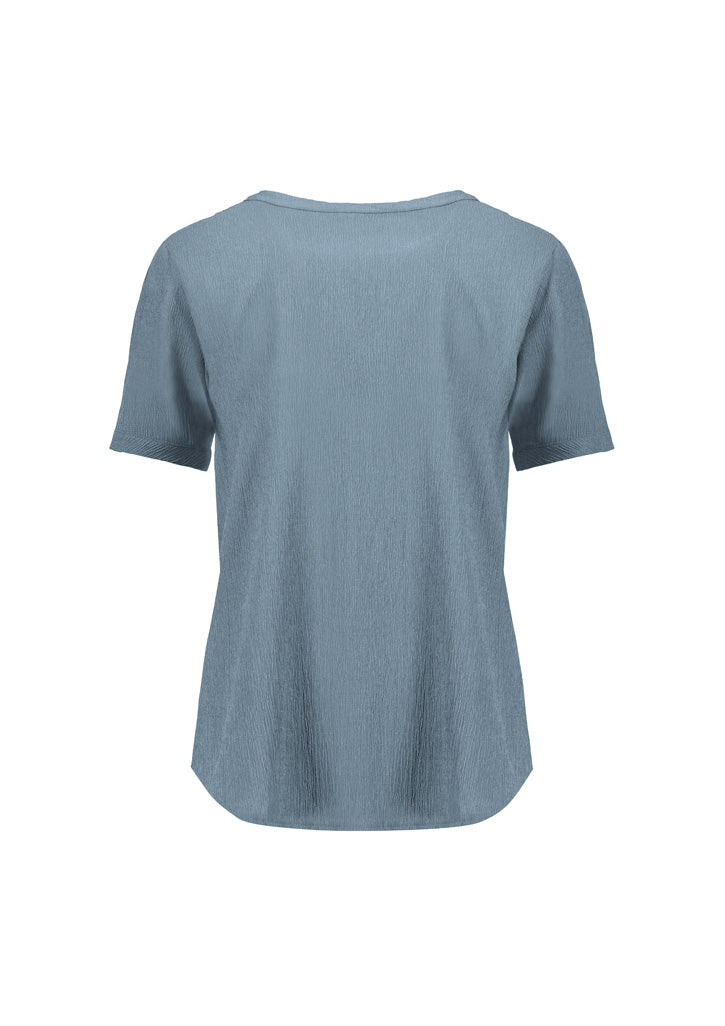 RU568LS Womens Ruche Short Sleeve Blouse