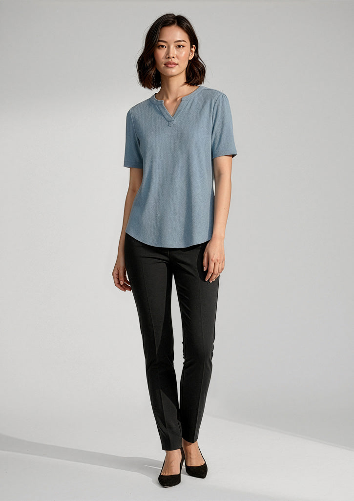 RU568LS Womens Ruche Short Sleeve Blouse