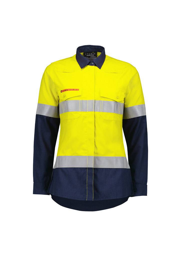 ZW170 Womens Orange Flame Lightweight Ripstop Taped Shirt