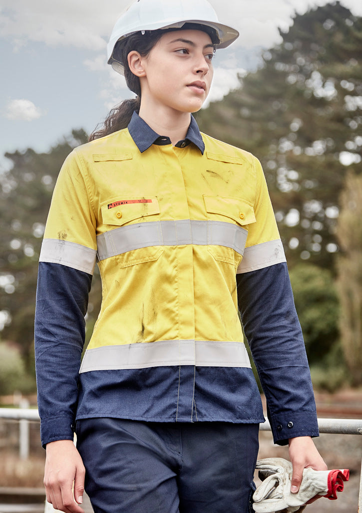 ZW170 Womens Orange Flame Lightweight Ripstop Taped Shirt