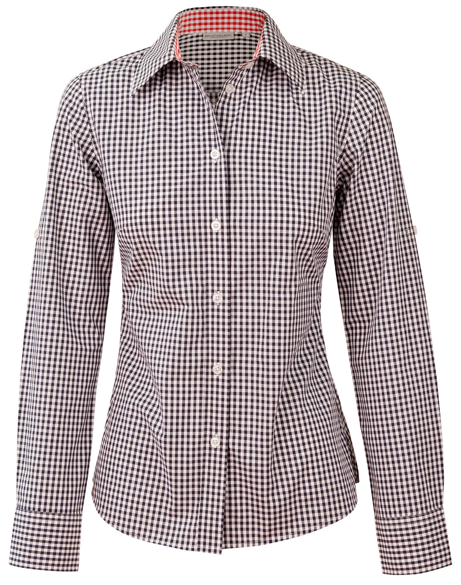 Benchmark M8330L Ladies' Gingham Check Long Sleeve Shirt
