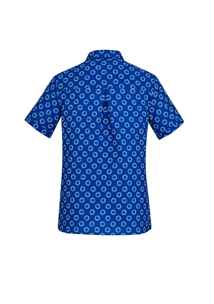 BIZ CARE WOMENS FLORENCE DAISY PRINT SHORT SLEEVE SHIRT CS948LS