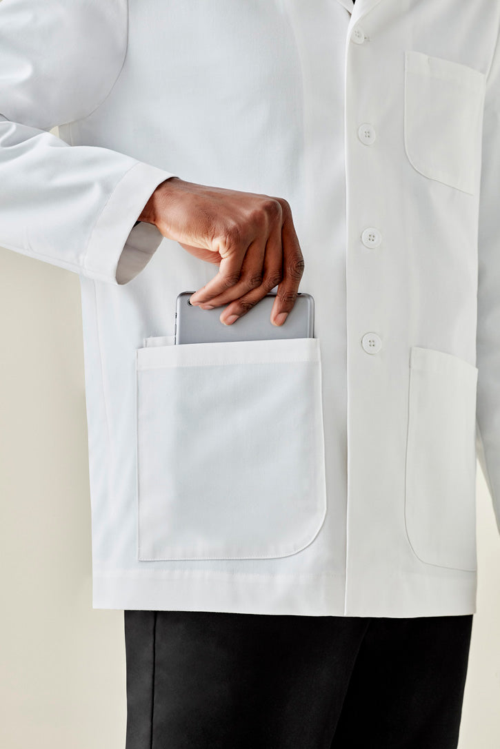 BIZ CARE MENS HOPE CROPPED LAB COAT CC144MC