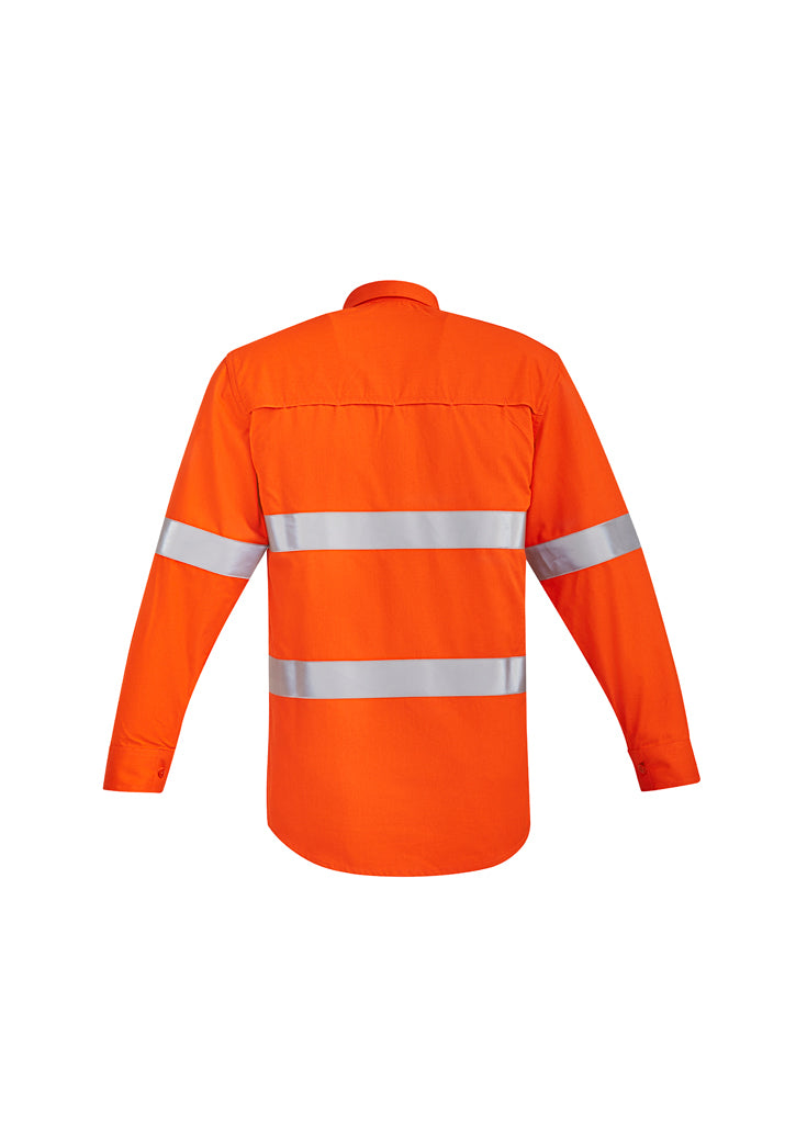 Syzmik Mens Orange Flame HRC 2 Hoop Taped Open Front Spliced Shirt ZW145