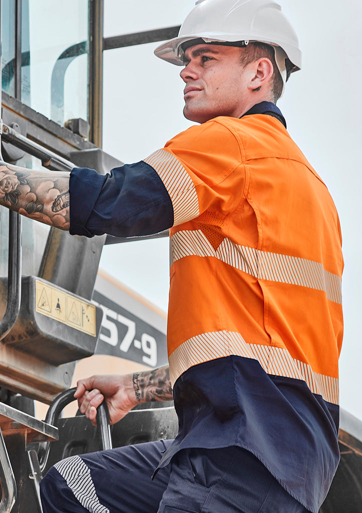 Syzmik Mens Rugged Cooling Hi Vis Segmented Tape L/S Shirt ZW229