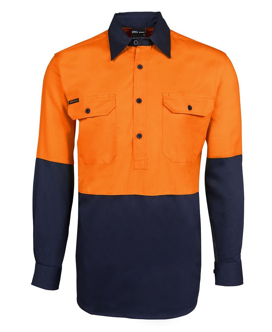 JB's Wear Hi Vis L/S 190g Close Front Shirt 6HVCF