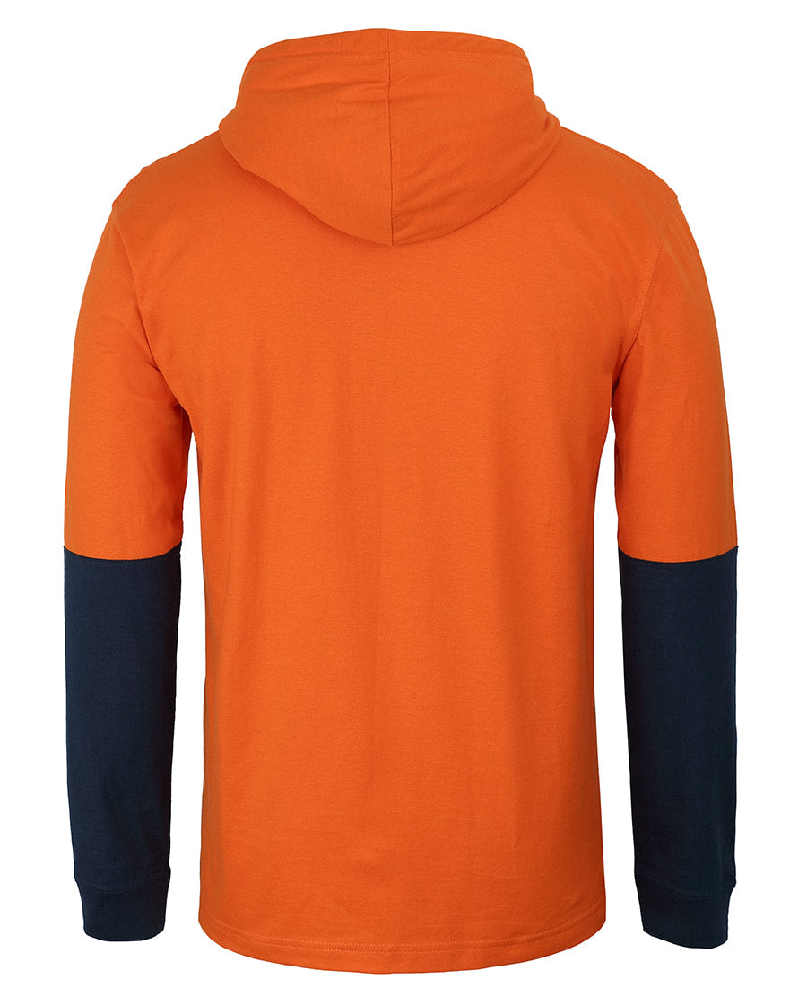JB's Wear HI VIS L/S COTTON TEE WITH HOOD 6HCTL