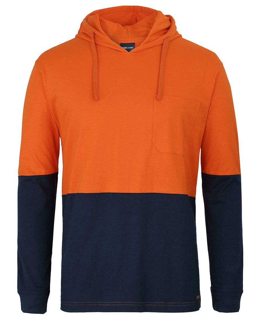 JB's Wear HI VIS L/S COTTON TEE WITH HOOD 6HCTL