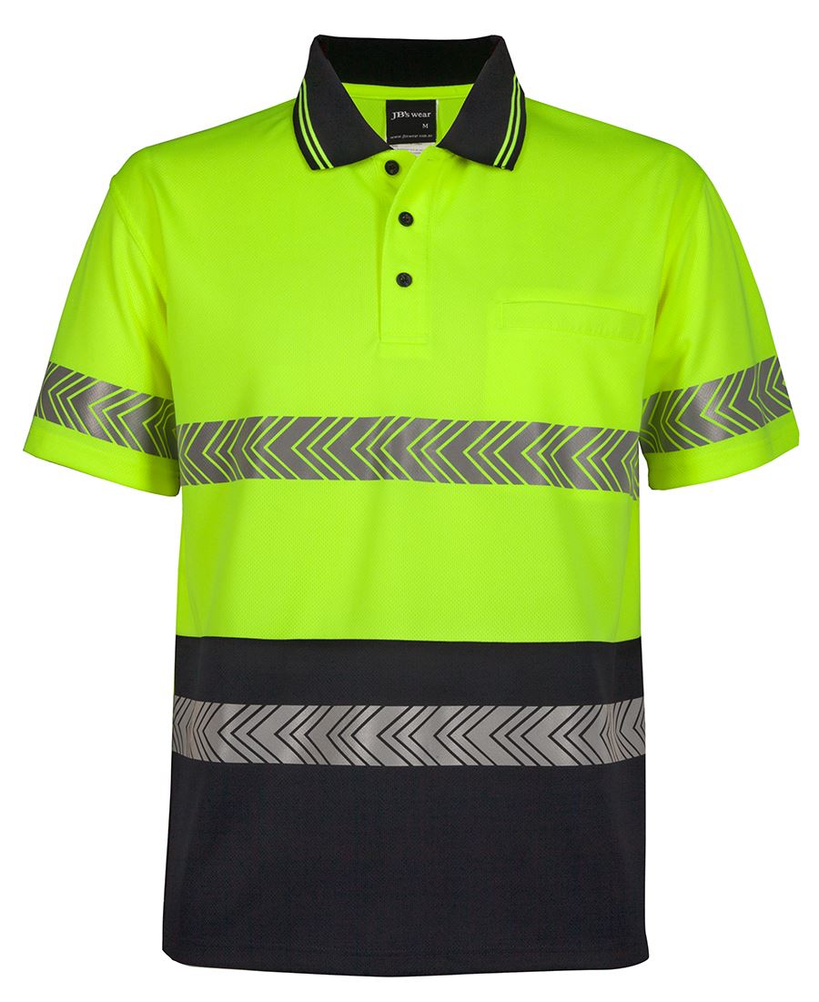 JB's Wear HI VIS S/S SEGMENTED TAPE POLO 6HSST