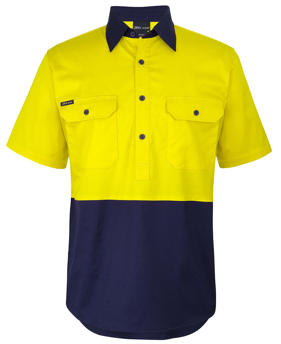 JB's Wear HI VIS CLOSE FRONT S/S 150G WORK SHIRT 6HVCW
