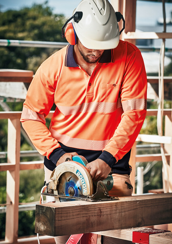 Syzmik Unisex Hi Vis Segmented L/S Polo - Hoop Taped ZH530