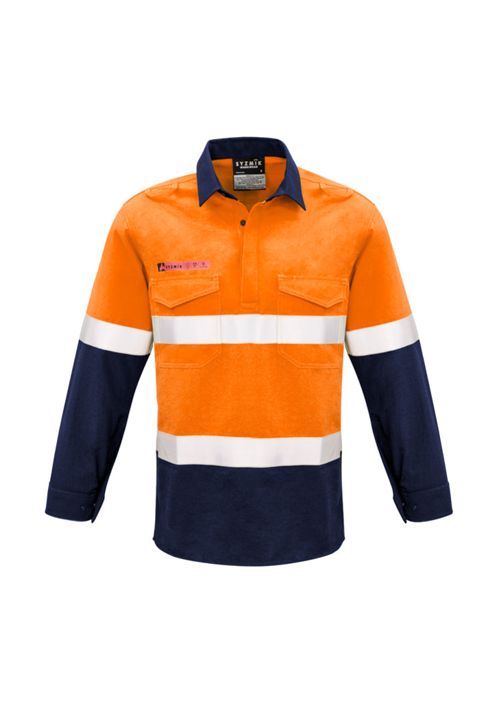 Syzmik Mens FR Closed Front Hooped Taped Spliced Shirt ZW133