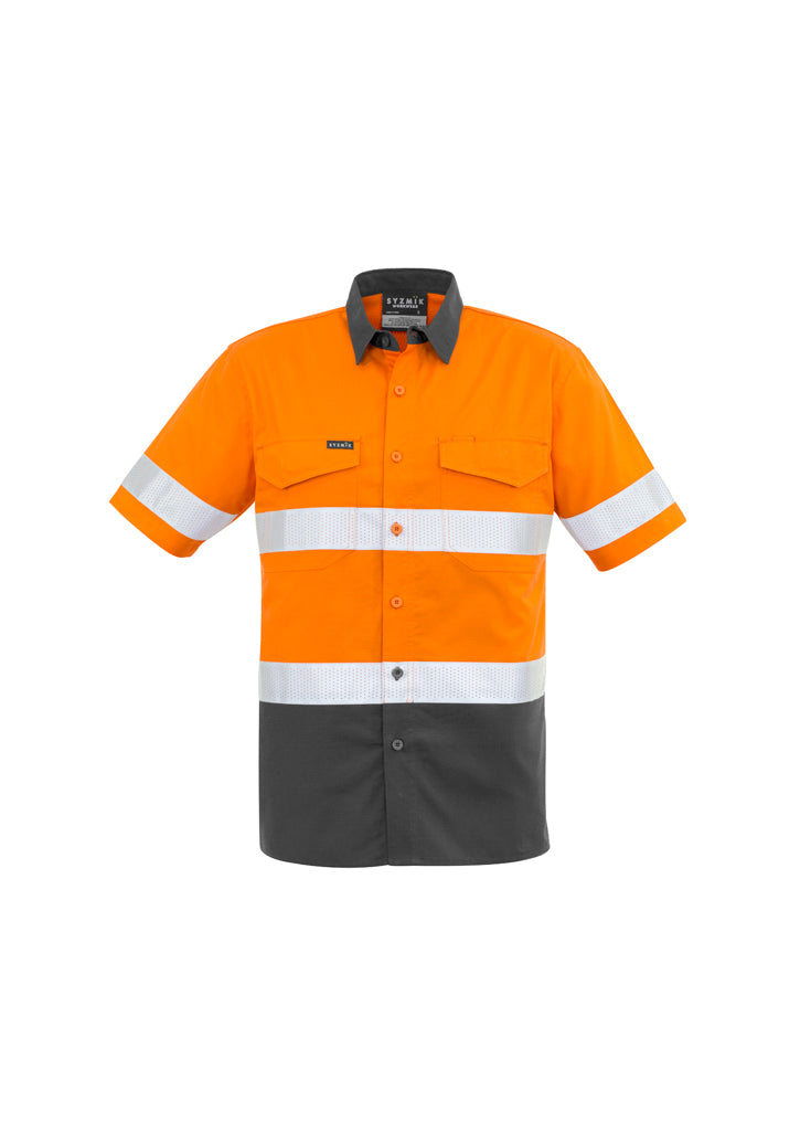 Syzmik Mens Rugged Cooling Taped Hi Vis Spliced S/S Shirt ZW835