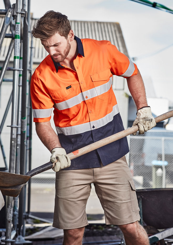 Syzmik Mens Rugged Cooling Taped Hi Vis Spliced S/S Shirt ZW835