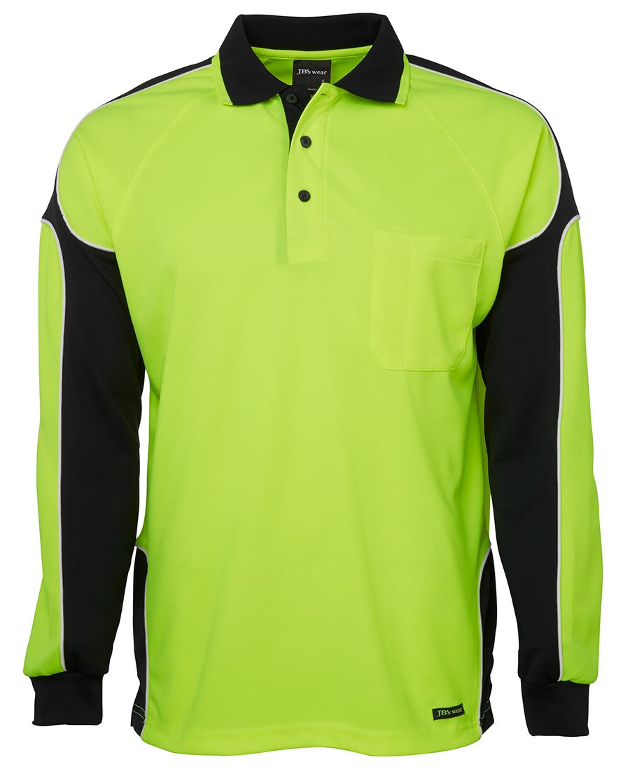 JB's Wear Hi Vis L/S Arm Panel Polo 6AP4L