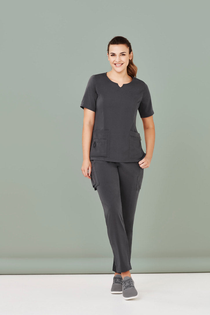 Biz Care Womens Avery Tailored Fit Round Neck Scrub Top CST942LS