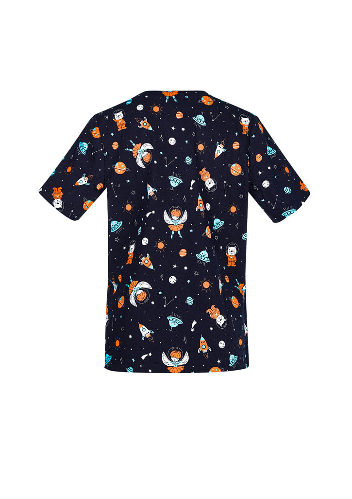 BIZ CARE WOMENS SPACE PARTY SCRUB TOP CST148LS