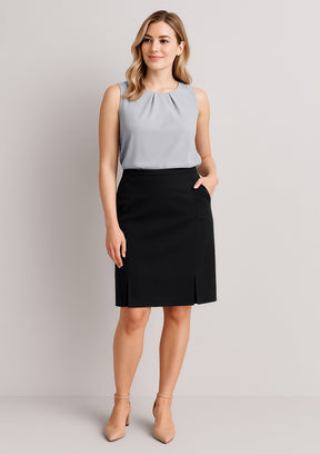 20720 Womens Siena Front Pleat Detail Straight Skirt