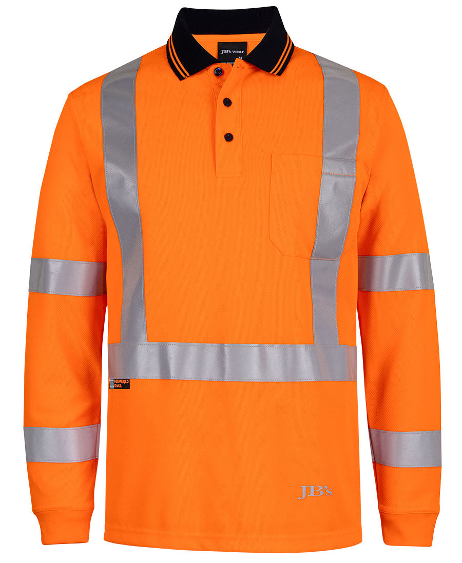 JB's Hi Vis L/S NSW/QLD Rail Biomotion X-Back Polo 6DAQL