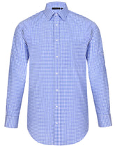 Benchmark M7300L Men’s Gingham Check Long Sleeve Shirt with Roll-up Tab Sleeve