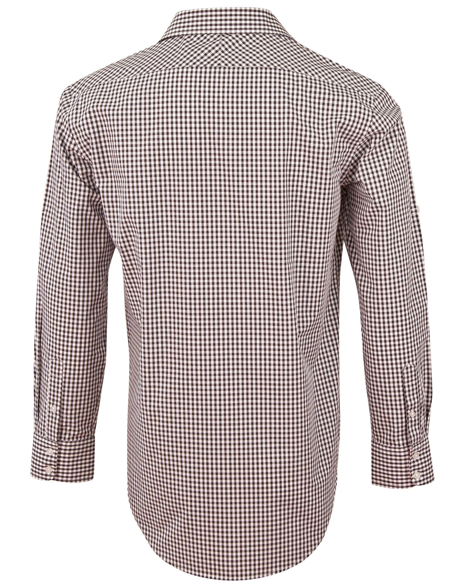 Benchmark M7330L Mens Gingham Check Long Sleeve Shirt With Roll-Up Tab Sleeve