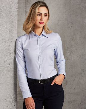 Benchmark M8922 Ladies' Dot Contrast Long Sleeve Shirt