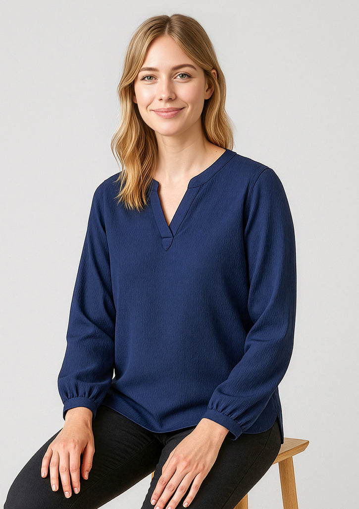 RU568LL Womens Ruche Long Sleeve Blouse