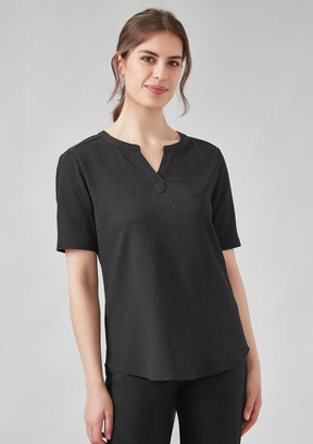 RU568LS Womens Ruche Short Sleeve Blouse