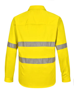 SW87 UNISEX HI-VIS COOL BREEZE CLOSED FRONT LS SHIRT WITH PERFORATED TAPE