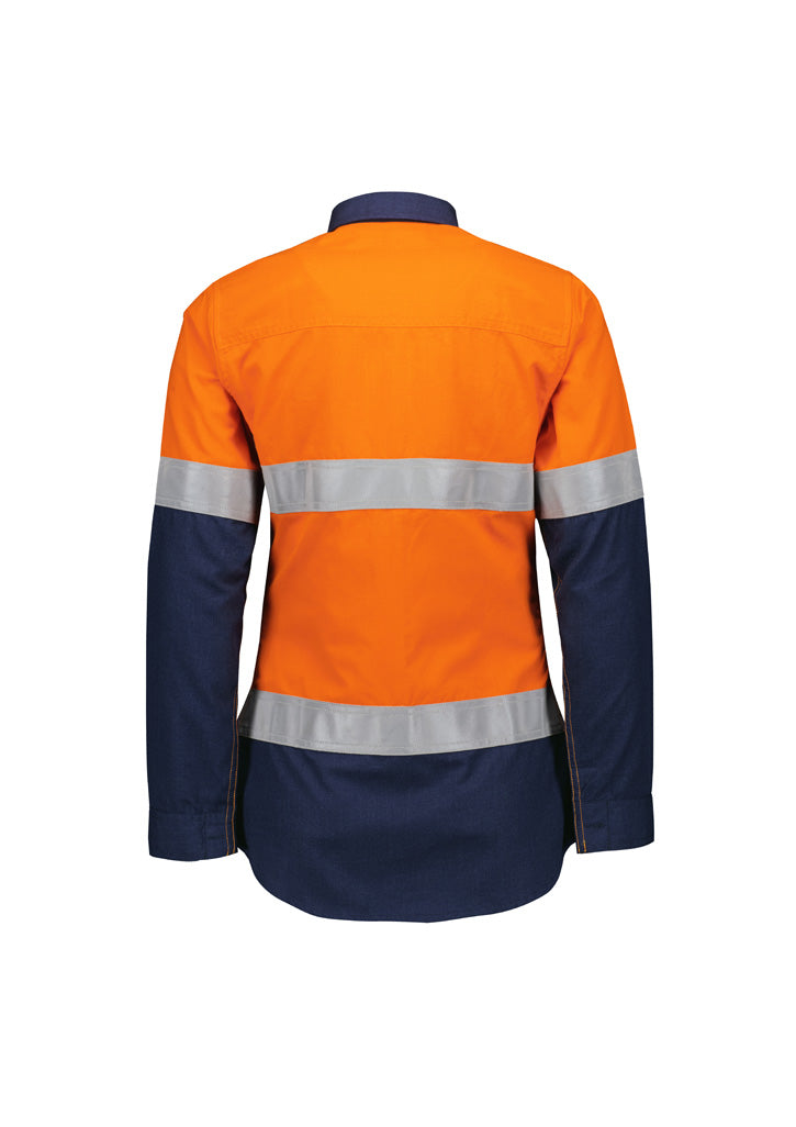 ZW170 Womens Orange Flame Lightweight Ripstop Taped Shirt