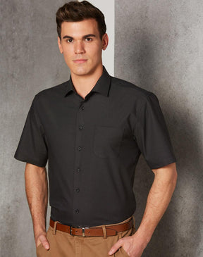 Benchmark M7400S ASCOT MENS SHORT SLEEVE DOT JACQUARD STRETCH SHIRT
