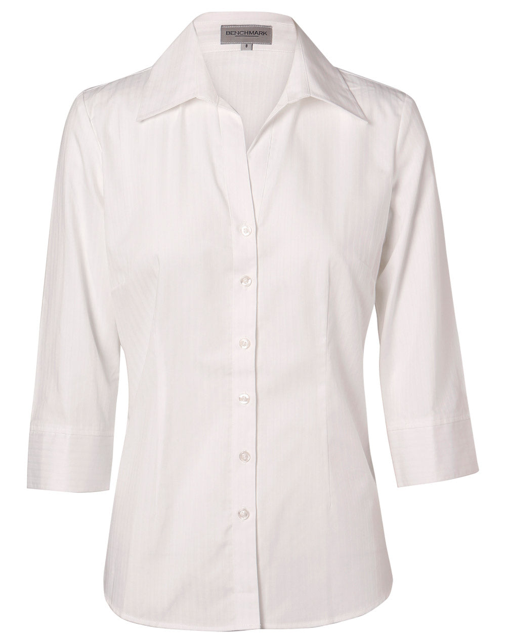 Benchmark M8100Q Women's Self Stripe 3/4 Sleeve Shirt