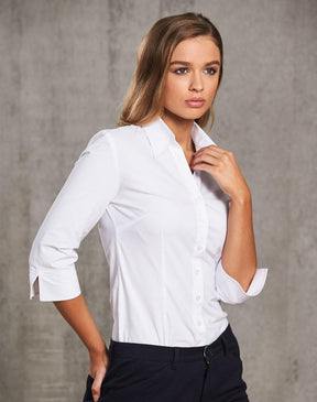 Benchmark M8020Q Women's Cotton/Poly Stretch 3/4 Sleeve Shirt