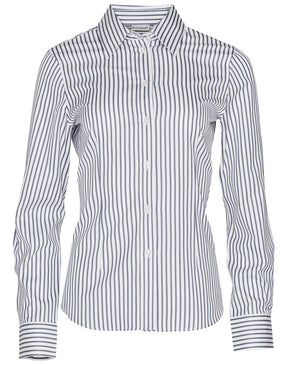 Benchmark M8310L Ladies' Executive Sateen Stripe Long Sleeve Shirt