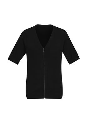 BIZ CARE WOMENS ZIP FRONT SHORT SLEEVE KNIT CK962LC