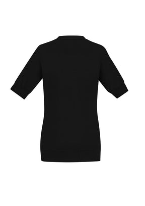 BIZ CARE WOMENS ZIP FRONT SHORT SLEEVE KNIT CK962LC
