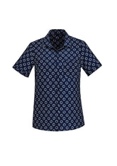 BIZ CARE WOMENS FLORENCE DAISY PRINT SHORT SLEEVE SHIRT CS948LS