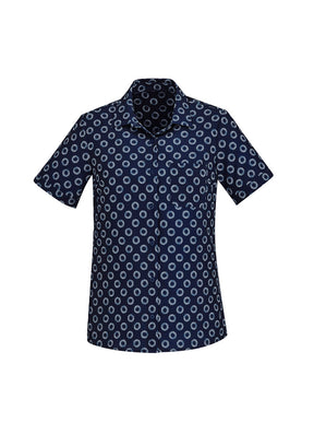 BIZ CARE WOMENS FLORENCE DAISY PRINT SHORT SLEEVE SHIRT CS948LS
