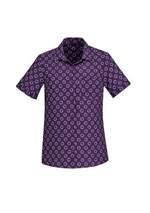 BIZ CARE WOMENS FLORENCE DAISY PRINT SHORT SLEEVE SHIRT CS948LS