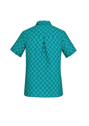 BIZ CARE WOMENS FLORENCE DAISY PRINT SHORT SLEEVE SHIRT CS948LS