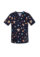 BIZ CARE WOMENS SPACE PARTY SCRUB TOP CST148LS