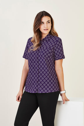 BIZ CARE WOMENS FLORENCE DAISY PRINT SHORT SLEEVE SHIRT CS948LS