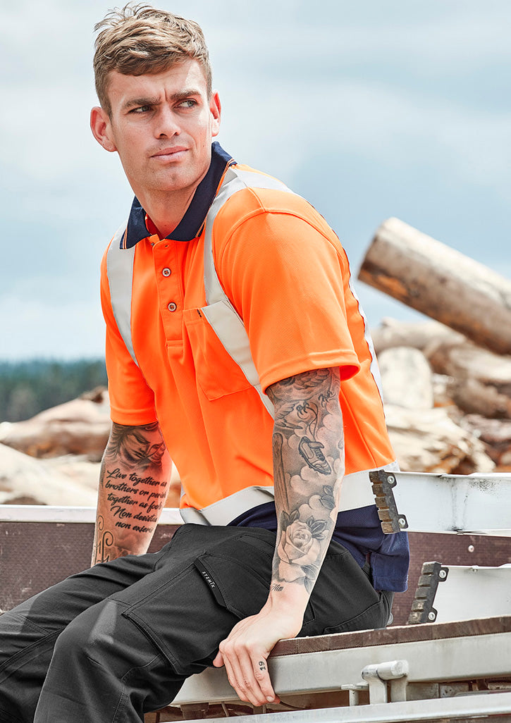 Syzmik Mens Hi Vis Spliced Polo - Short Sleeve Shoulder Taped ZH233