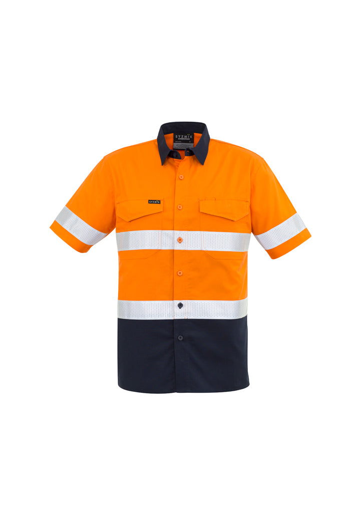 Syzmik Mens Rugged Cooling Taped Hi Vis Spliced S/S Shirt ZW835