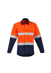 Syzmik Mens Orange Flame HRC 2 Hoop Taped Open Front Spliced Shirt ZW140